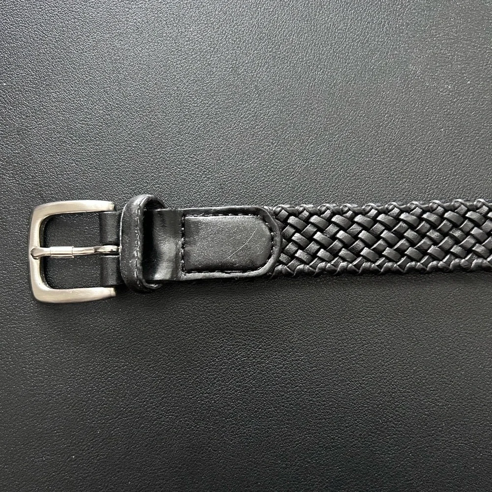 Vintage Talbots Black Braided Leather Belt Men/Women SZ XS